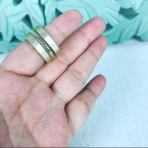 Sz 6 Vegan Leather Gold Ring Fashion Jewelry Boho